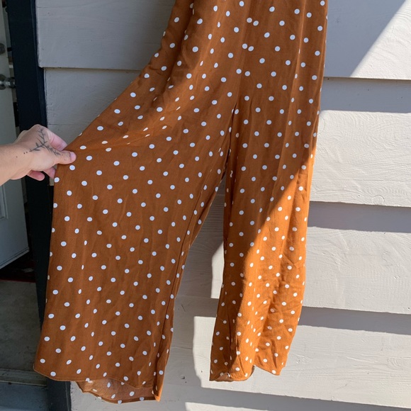 AE Polka Dot Tie Back Jumpsuit in burnt orange - Picture 6 of 8